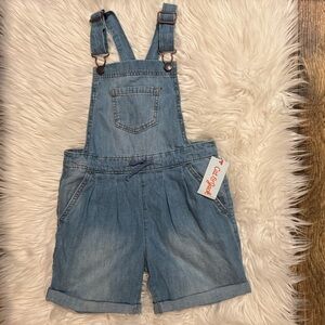 Cat & Jack Girls 6/6X Denim Shortall Overalls Adjustable Straps NWT
